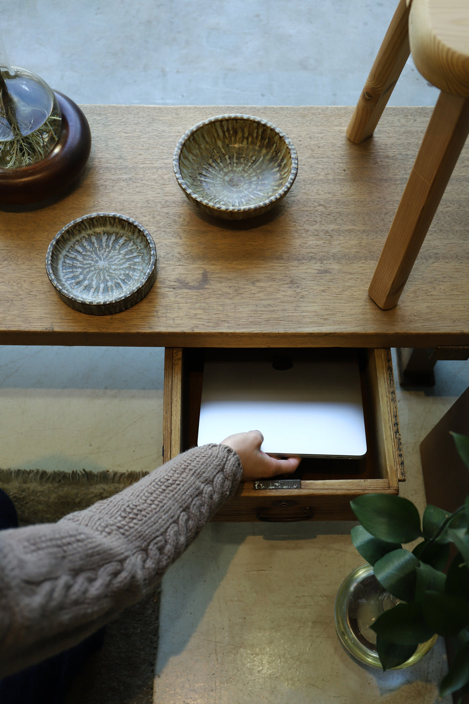 Japanese Vintage Wooden Low Board/ジャパンヴィンテージ ローボード 裁ち台 テレビ台 引き出し 古道具 時代家具