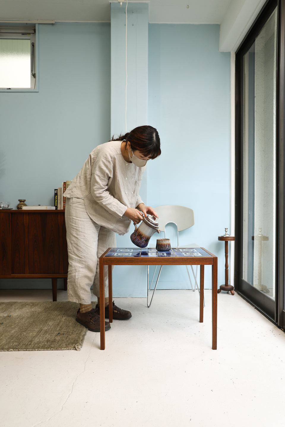 Danish Vintage Side Table Rosewood with Ceramic Tile/デンマークヴィンテージ サイドテーブル ローズウッド タイルトップ 北欧家具