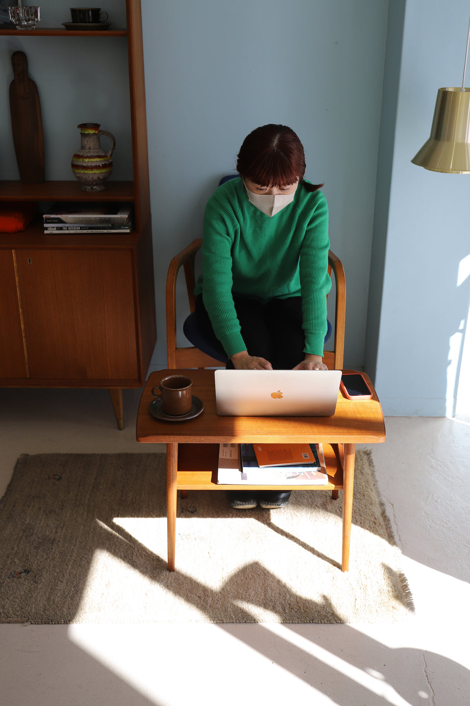 Scandinavian Vintage Side Table with Shelf/北欧ヴィンテージ サイドテーブル チーク材 棚板付き