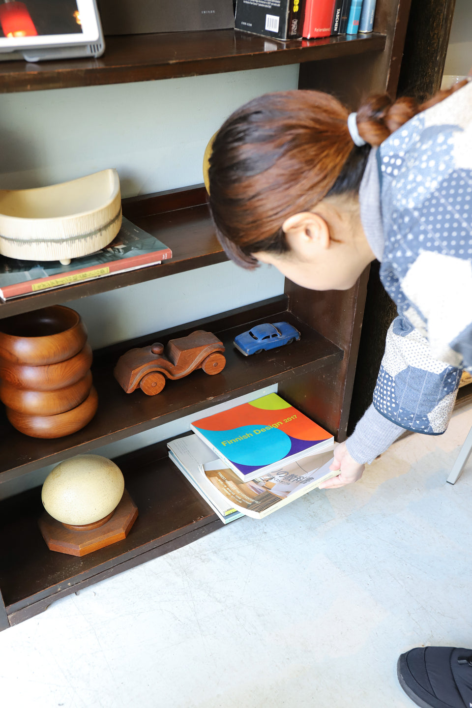 Japanese Vintage Wedge Book Shelf/ジャパンヴィンテージ 本棚 ブックシェルフ 楔式 収納 古道具 昭和レトロ