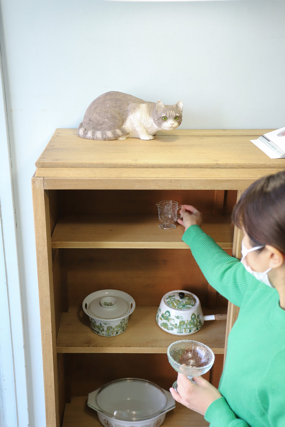 Japanese Vintage Diamond Glass Cabinet/ジャパンヴィンテージ ダイヤガラス キャビネット 戸棚 収納 古道具