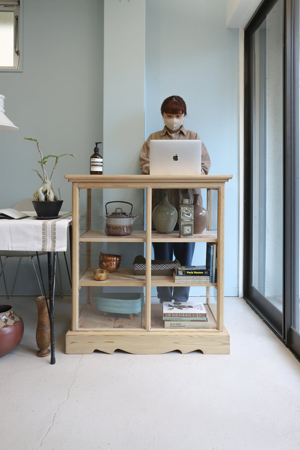 Vintage Glass Showcase Shelf Japanese Modern/ジャパンヴィンテージ ガラスショーケース 古道具 ディスプレイ シェルフ