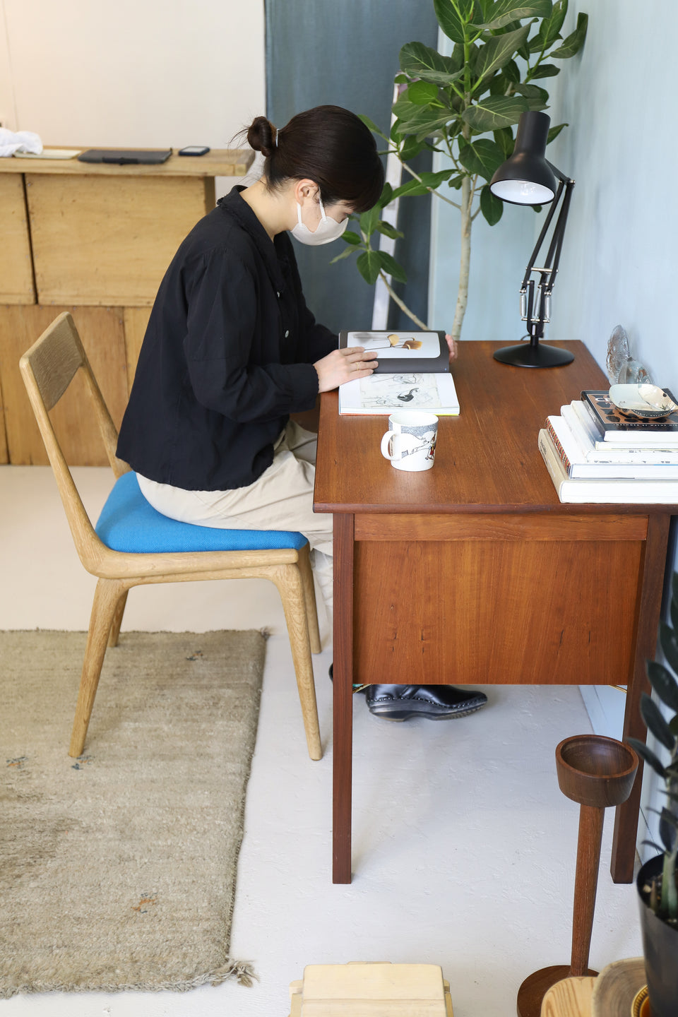Hanbjerg Møbelfabrik Single Pedestal Desk Danish Vintage/デンマークヴィンテージ 片袖デスク 机 チーク材 北欧家具