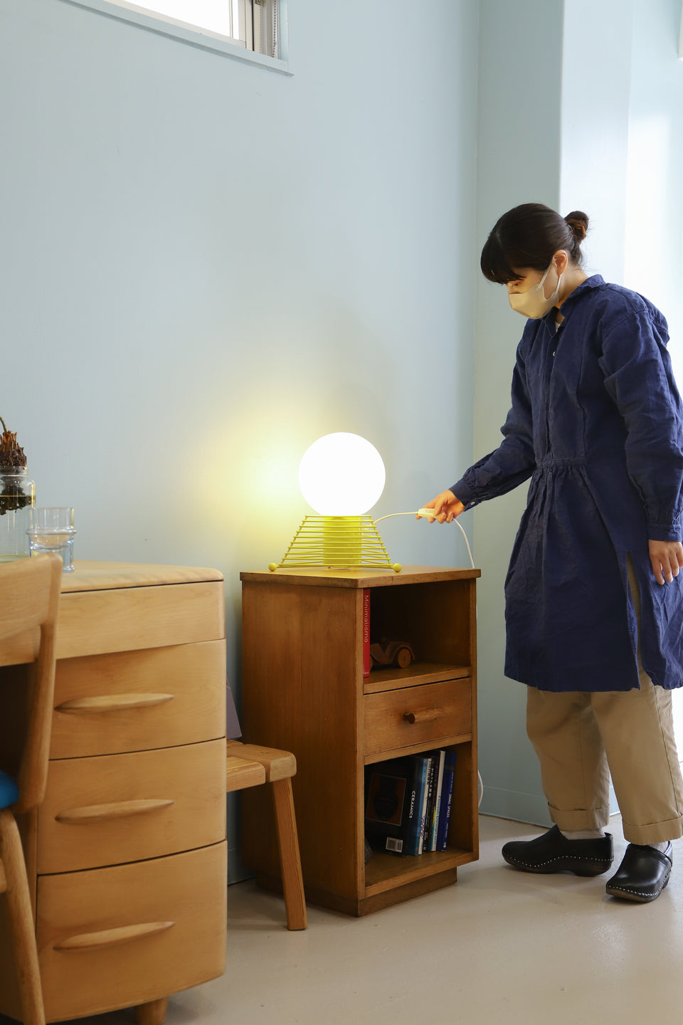 Japanese Vintage Glass Shade Table Lamp Postmodern/ジャパンヴィンテージ テーブルランプ 間接照明 レトロ ポストモダン