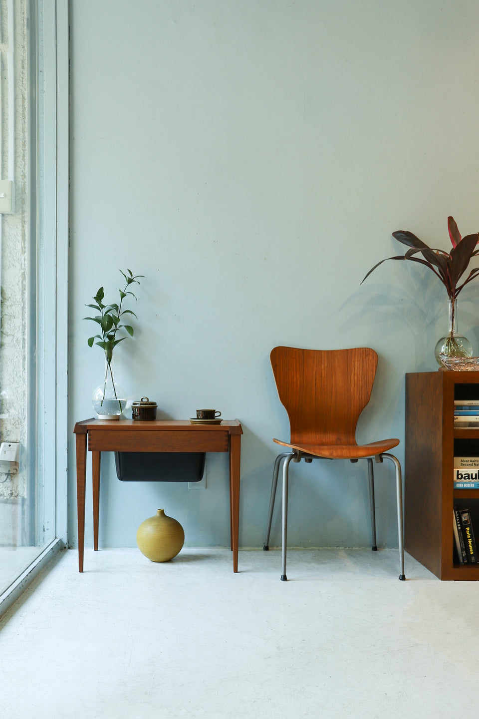 Danish Vintage Sewing Side Table/デンマークヴィンテージ ソーイングテーブル チーク材 モダンデザイン 北欧家具