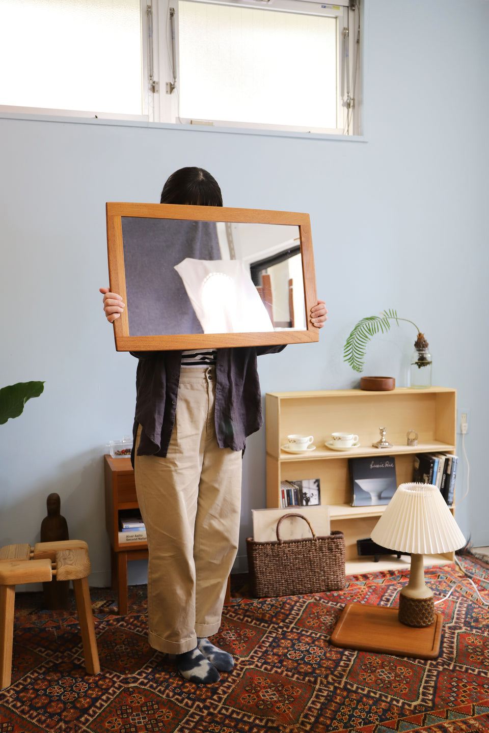 Vintage Wall Mirror Danish Modern/デンマークヴィンテージ ウォールミラー チークフレーム 鏡 北欧雑貨