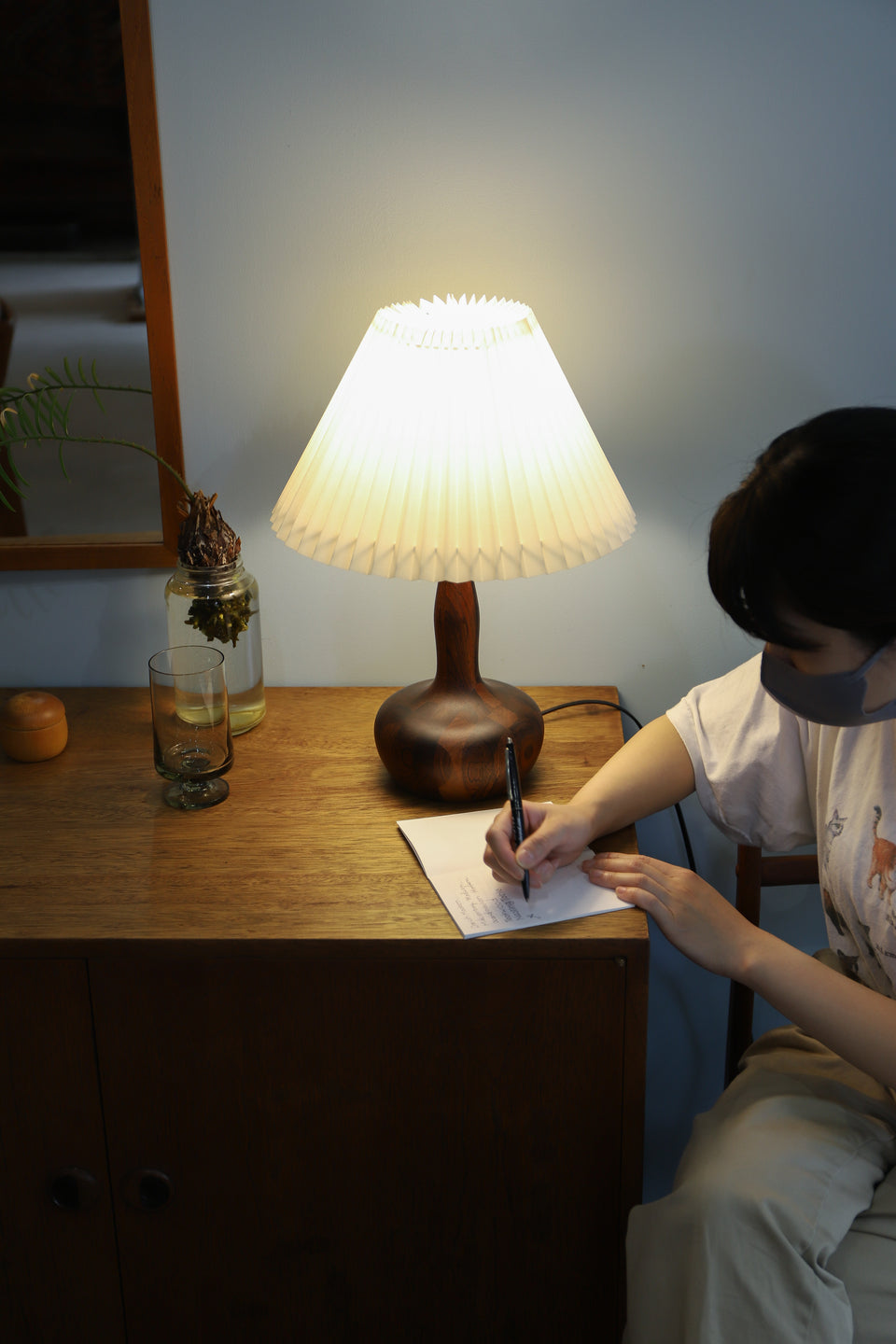 Danish Vintage Parquet Table Lamp Rosewood Teakwood/デンマークヴィンテージ テーブルランプ ローズウッド チーク材 寄木細工 間接照明 北欧インテリア