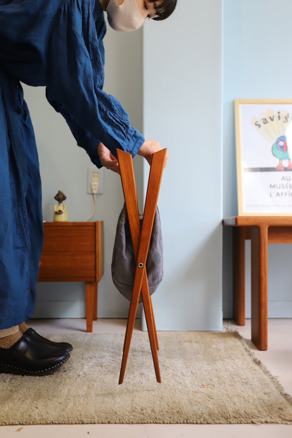 Foldable Magazine Rack Teakwood Scandinavian Vintage/ヴィンテージマガジンラック 折りたたみ式 チーク材 北欧インテリア