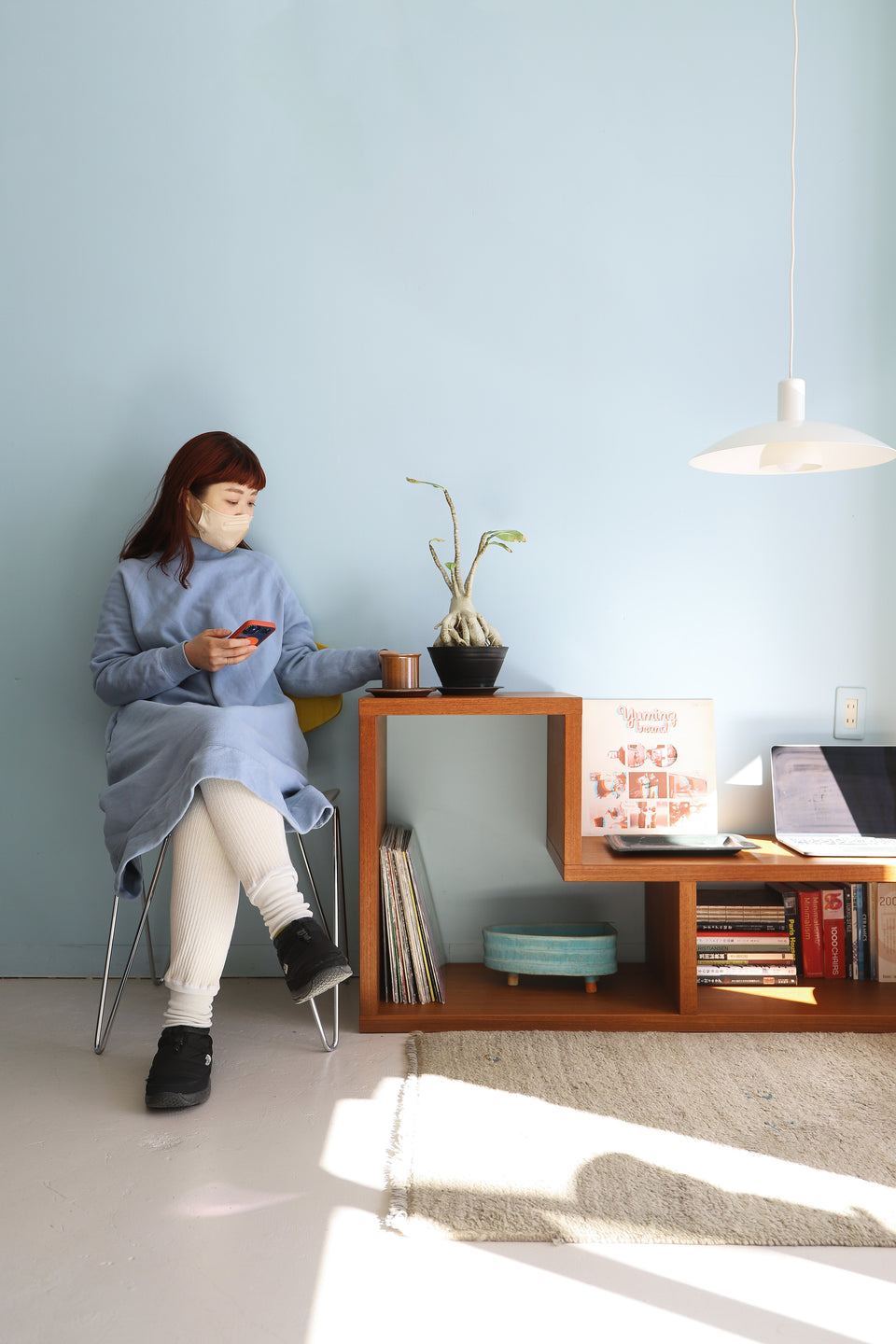 Teakwood L-shaped Open Shelf/チーク材 L字型 スライド オープンシェルフ テレビボード 収納家具