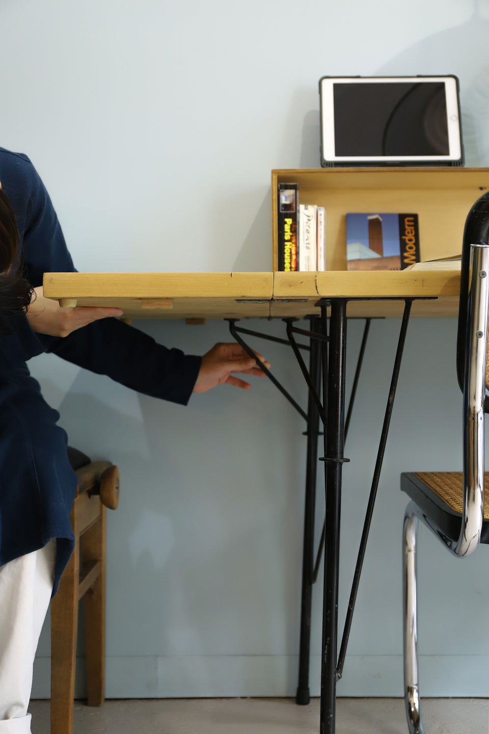 Remake Butterfly Table Made Of Old Material/リメイクエクステンションテーブル バタフライテーブル デスク 古材 鉄脚
