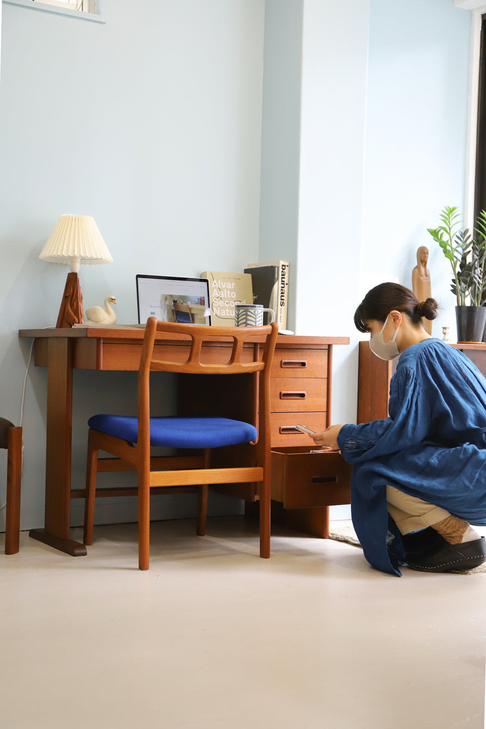 Japanese Vintage Single Pedestal Desk Teakwood/ジャパンヴィンテージ 片袖デスク チーク材 机 北欧スタイル