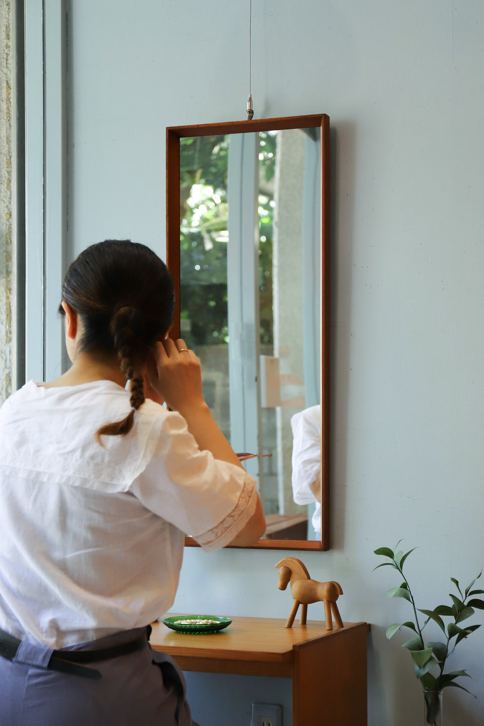 Danish Vintage Teak Frame Wall Mirror/デンマークヴィンテージ ウォールミラー チークフレーム