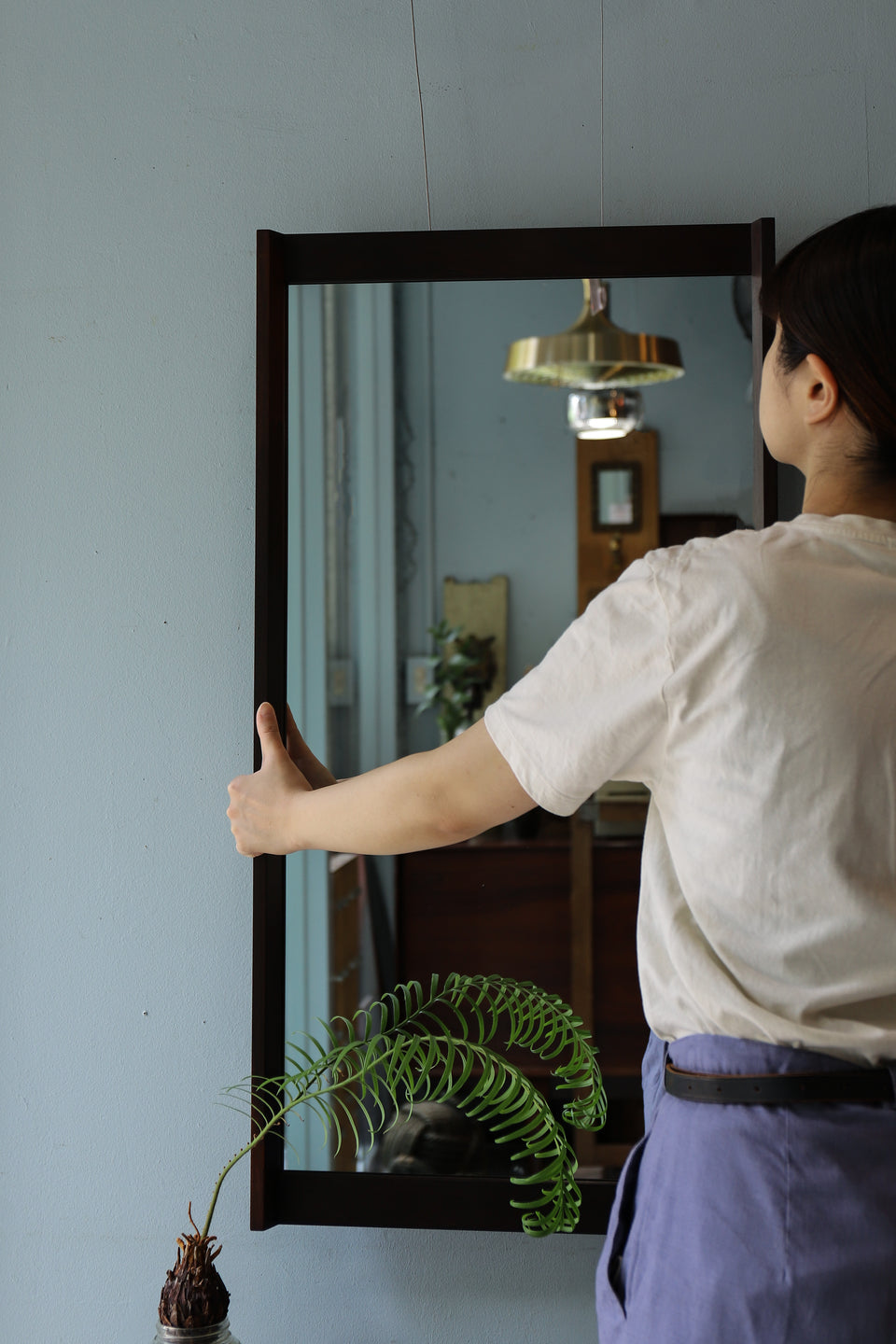 Scandinavian Vintage Rosewood Wall Mirror/北欧ヴィンテージ ローズウッド ウォールミラー