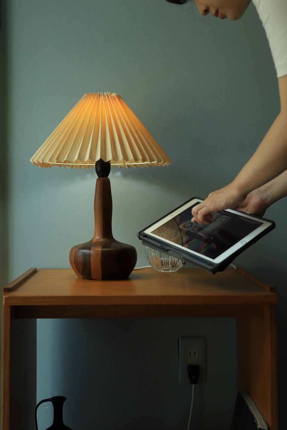 Danish Vintage Parquet Wood Table Lamp/デンマークヴィンテージ テーブルランプ 寄木細工