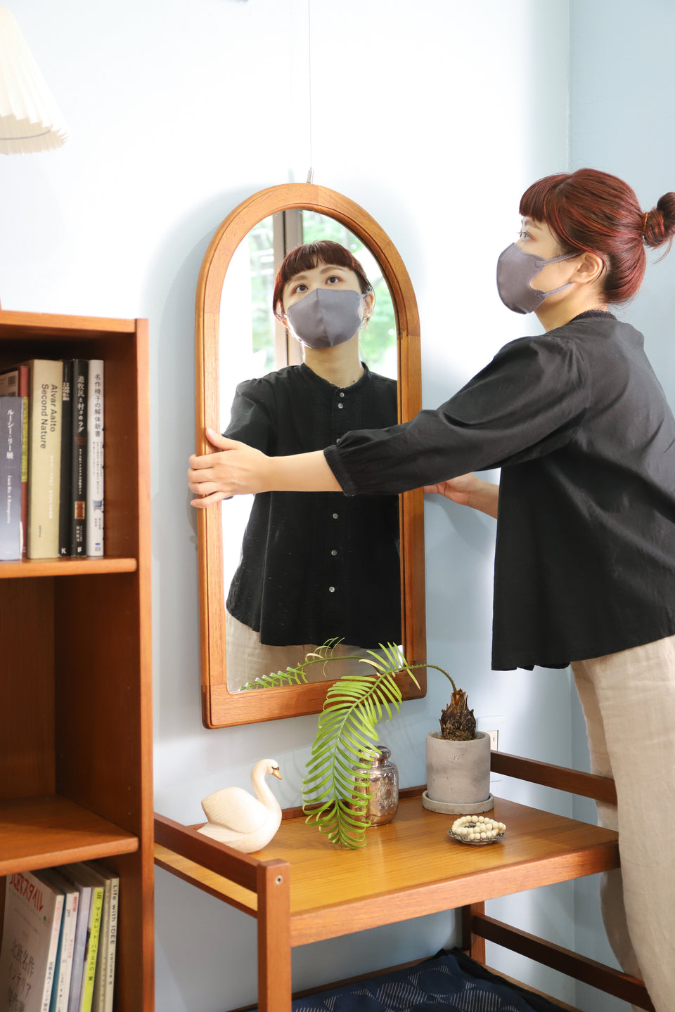 Pedersen&Hansen Wall Mirror Teak Frame/デンマークヴィンテージ ウォールミラー チークフレーム 壁掛け鏡 北欧インテリア