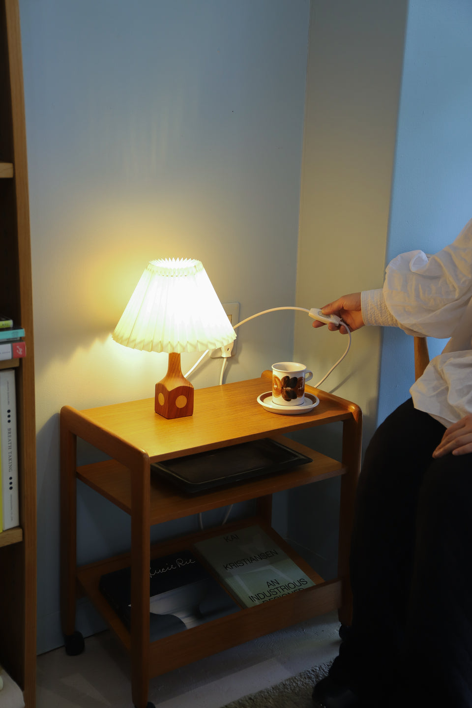 Danish Vintage Teak × Beech Small Table Lamp/デンマークヴィンテージ テーブルランプ チーク材×ビーチ材 間接照明 北欧インテリア