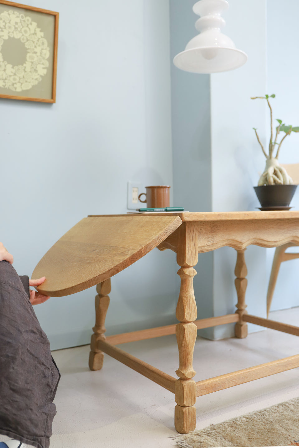 Danish Vintage Tile Top Drop Leaf Coffee Table/デンマークヴィンテージ コーヒーテーブル タイルトップ ドロップリーフ オーク材 北欧家具