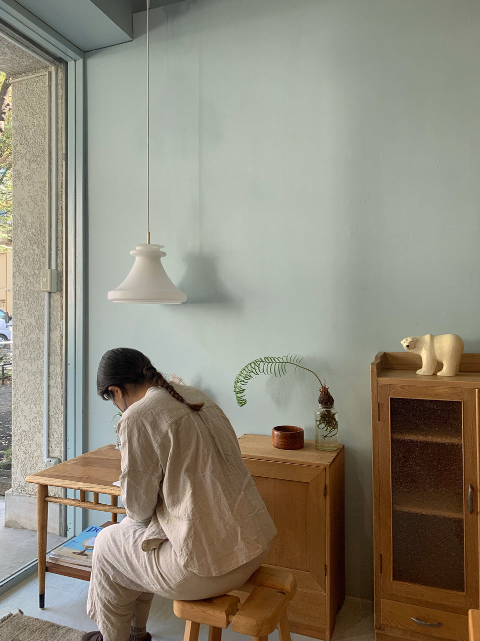 Frosted Glass Pendant Light Danish Vintage/デンマークヴィンテージ ペンダントライト フロストガラス 北欧インテリア