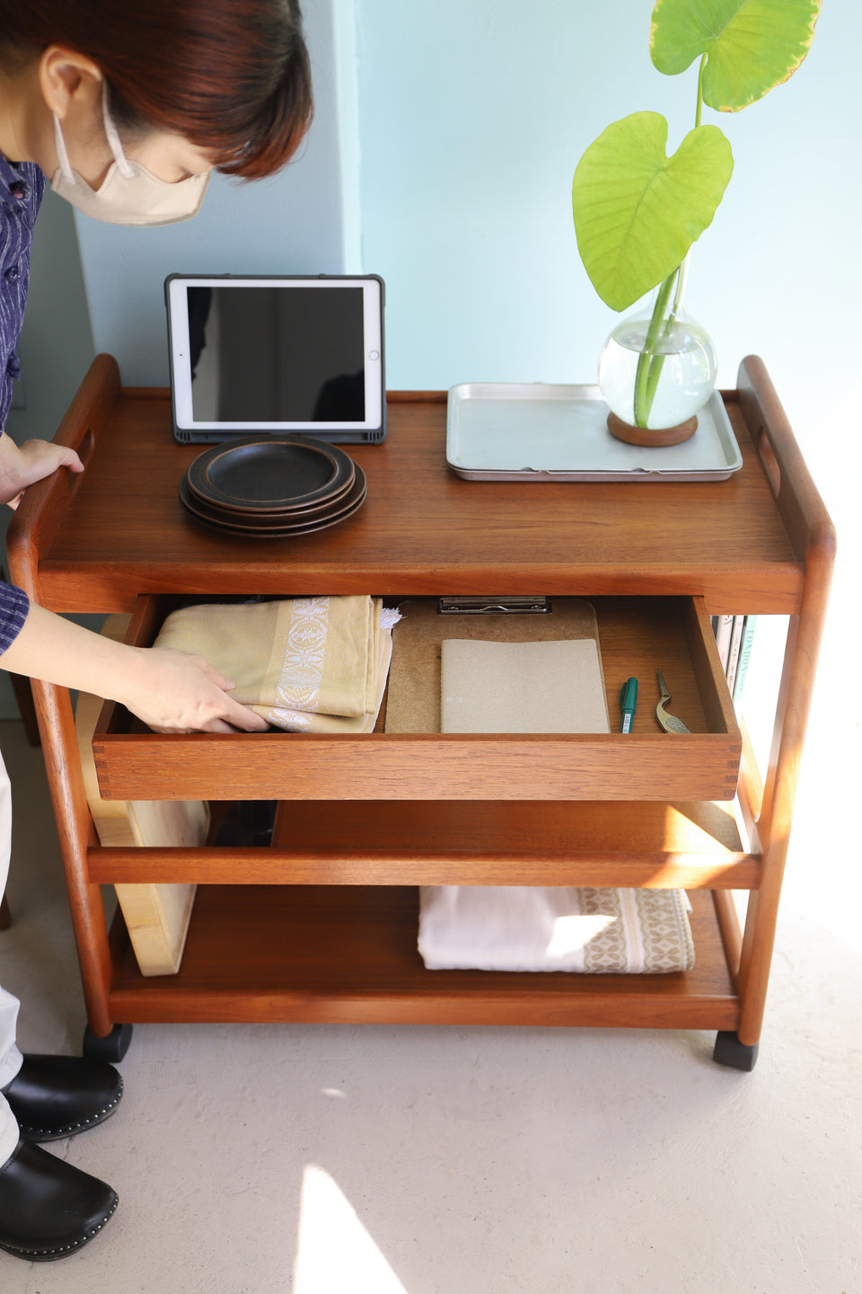 Danish Vintage Kristensen & Thomassen Bar Cart Wagon/デンマークヴィンテージ バーカート ワゴン チーク材 北欧家具