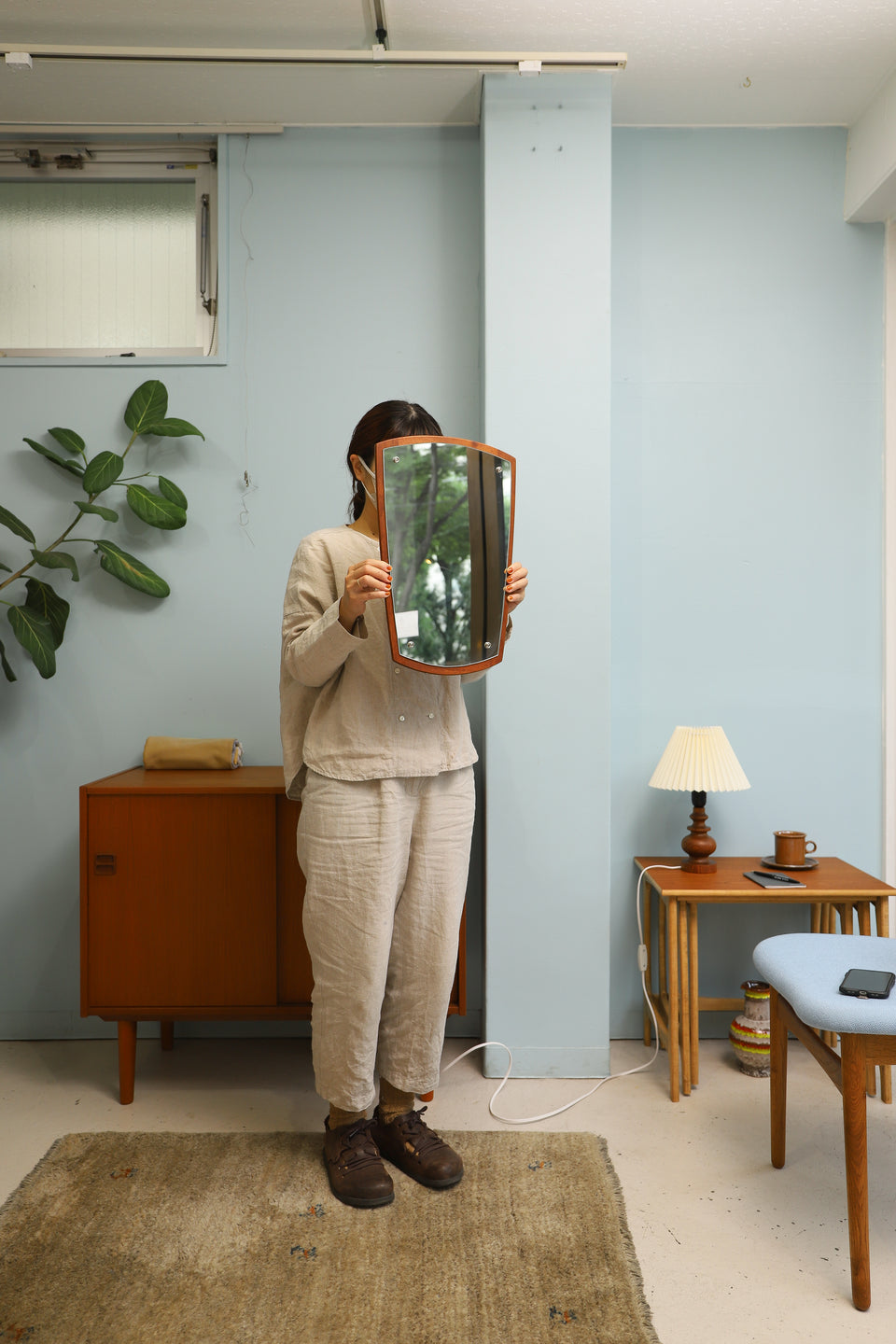 Danish Vintage Jansen Spejle Wall Mirror/デンマークヴィンテージ ウォールミラー チーク材 壁掛け鏡 北欧インテリア