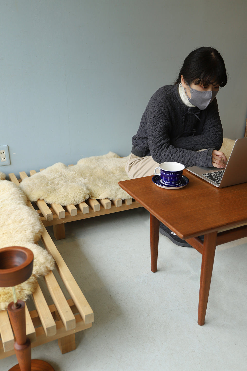 Charlotte Perriand Style Wooden Slit Low Bench/スリット ローベンチ 木製 シャルロット・ペリアン スタイル