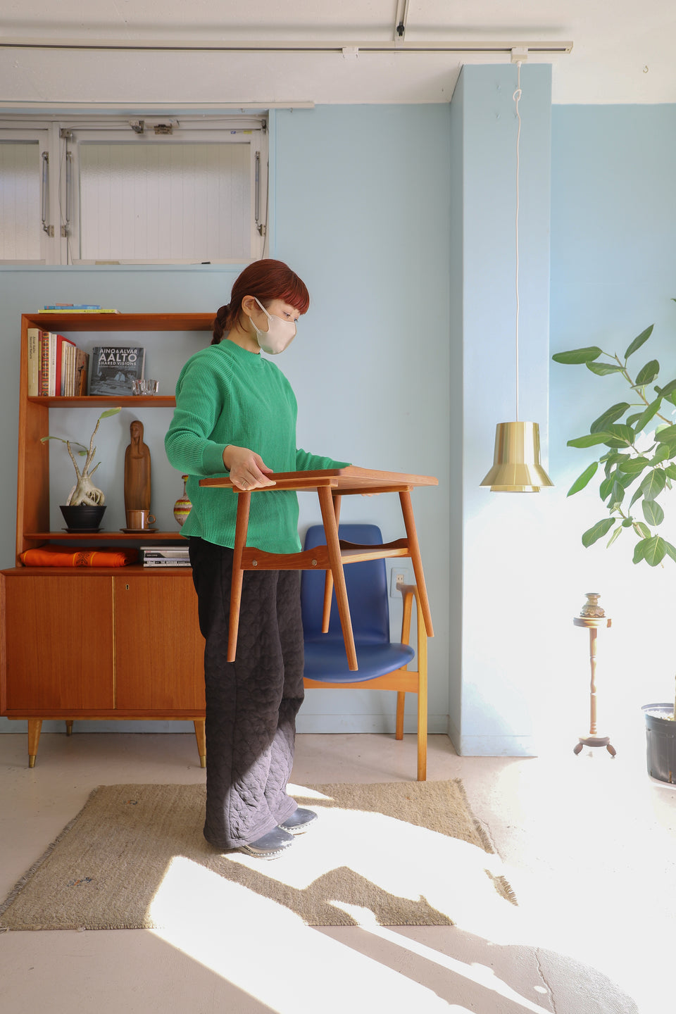 Scandinavian Vintage Side Table with Shelf/北欧ヴィンテージ サイドテーブル チーク材 棚板付き