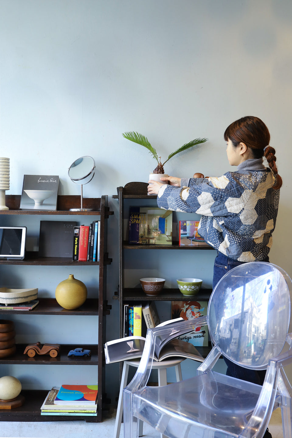 Japanese Vintage Wedge Book Shelf/ジャパンヴィンテージ 本棚 ブックシェルフ 楔式 収納 古道具 昭和レトロ