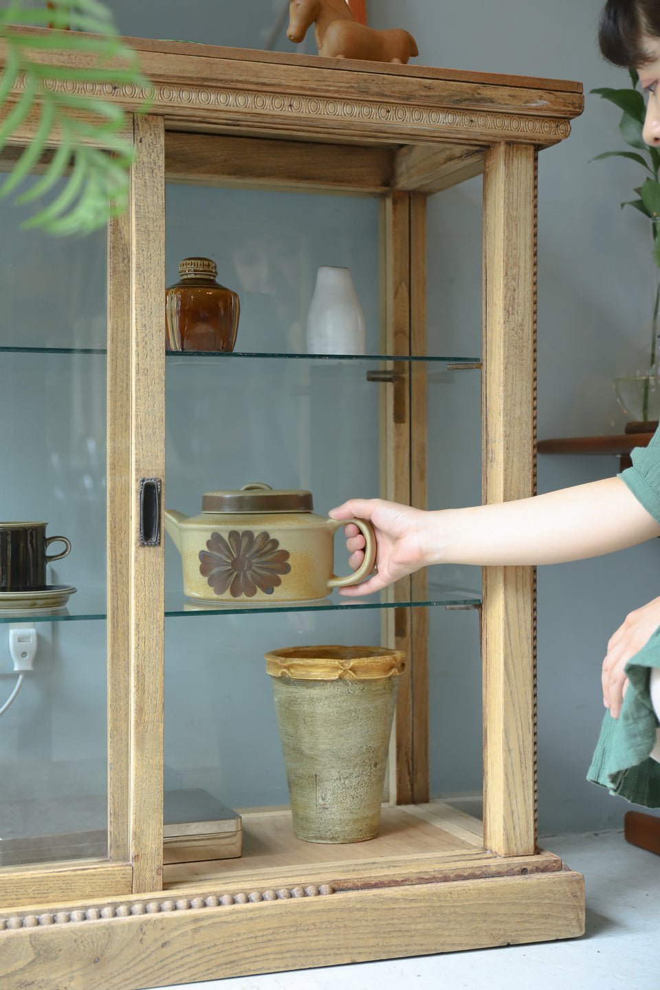 Japanese Antique Oakwood Glass Showcase/ジャパンアンティーク ガラスショーケース ナラ材