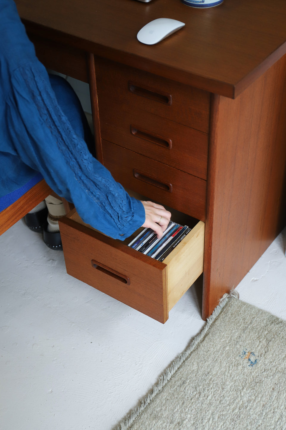 Japanese Vintage Single Pedestal Desk Teakwood/ジャパンヴィンテージ 片袖デスク チーク材 机 北欧スタイル