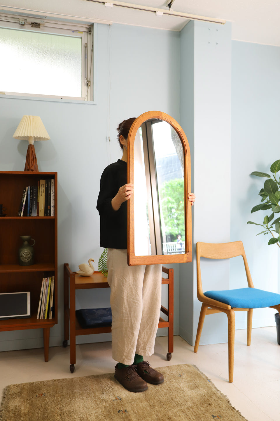 Pedersen&Hansen Wall Mirror Teak Frame/デンマークヴィンテージ ウォールミラー チークフレーム 壁掛け鏡 北欧インテリア