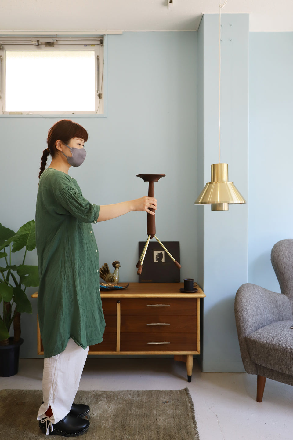 Danish Vintage Teakwood Brass Plant Stand/デンマークヴィンテージ プラントスタンド チーク 真鍮 北欧インテリア