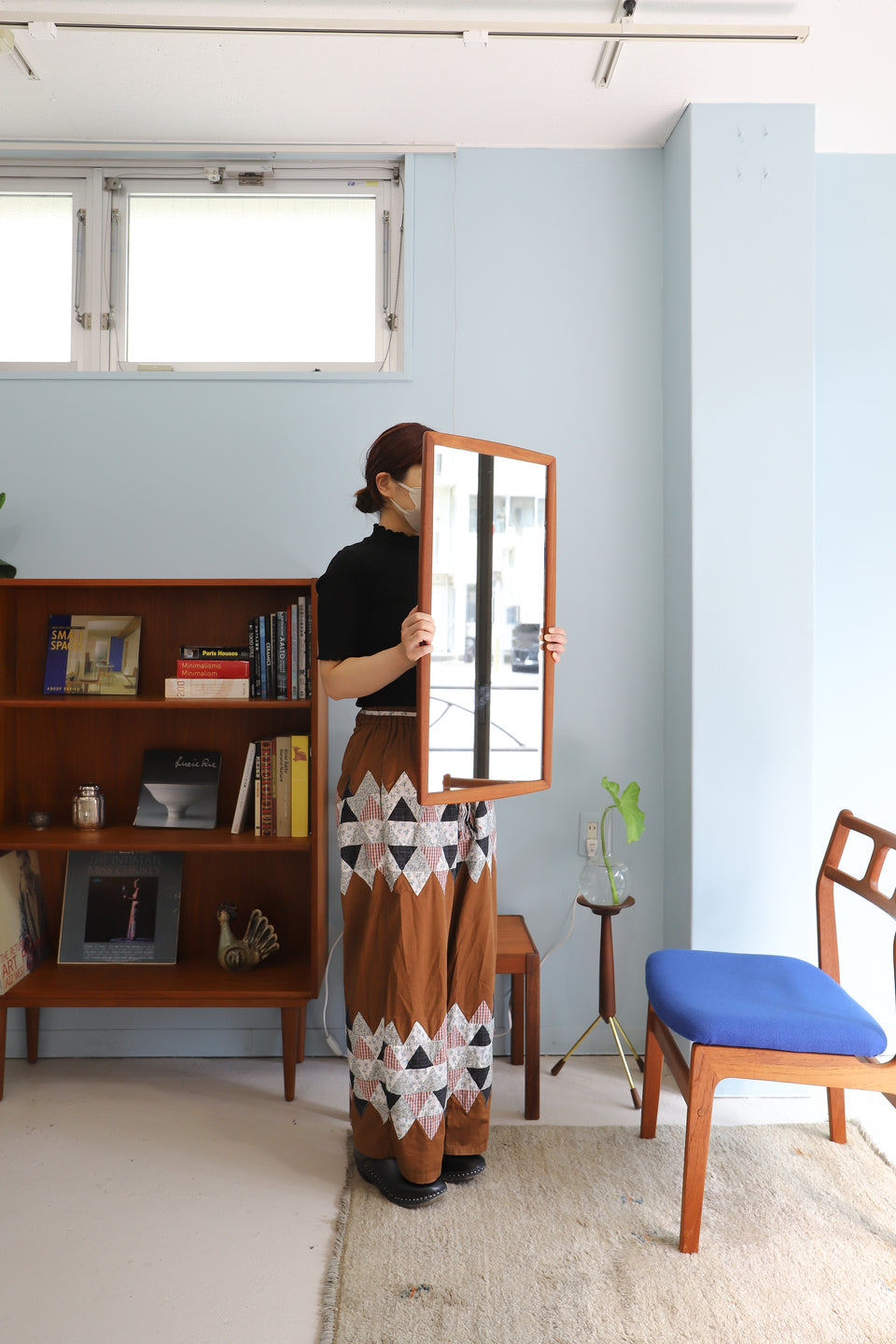 Danish Vintage Teak Frame Wall Hanging Mirror/デンマークヴィンテージ チークフレーム ウォールミラー 壁掛け鏡 北欧インテリア