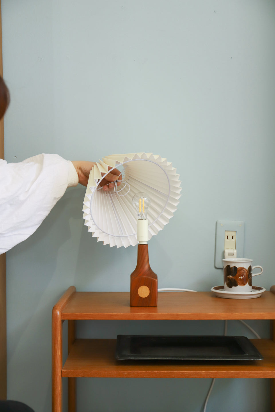 Danish Vintage Teak × Beech Small Table Lamp/デンマークヴィンテージ テーブルランプ チーク材×ビーチ材 間接照明 北欧インテリア