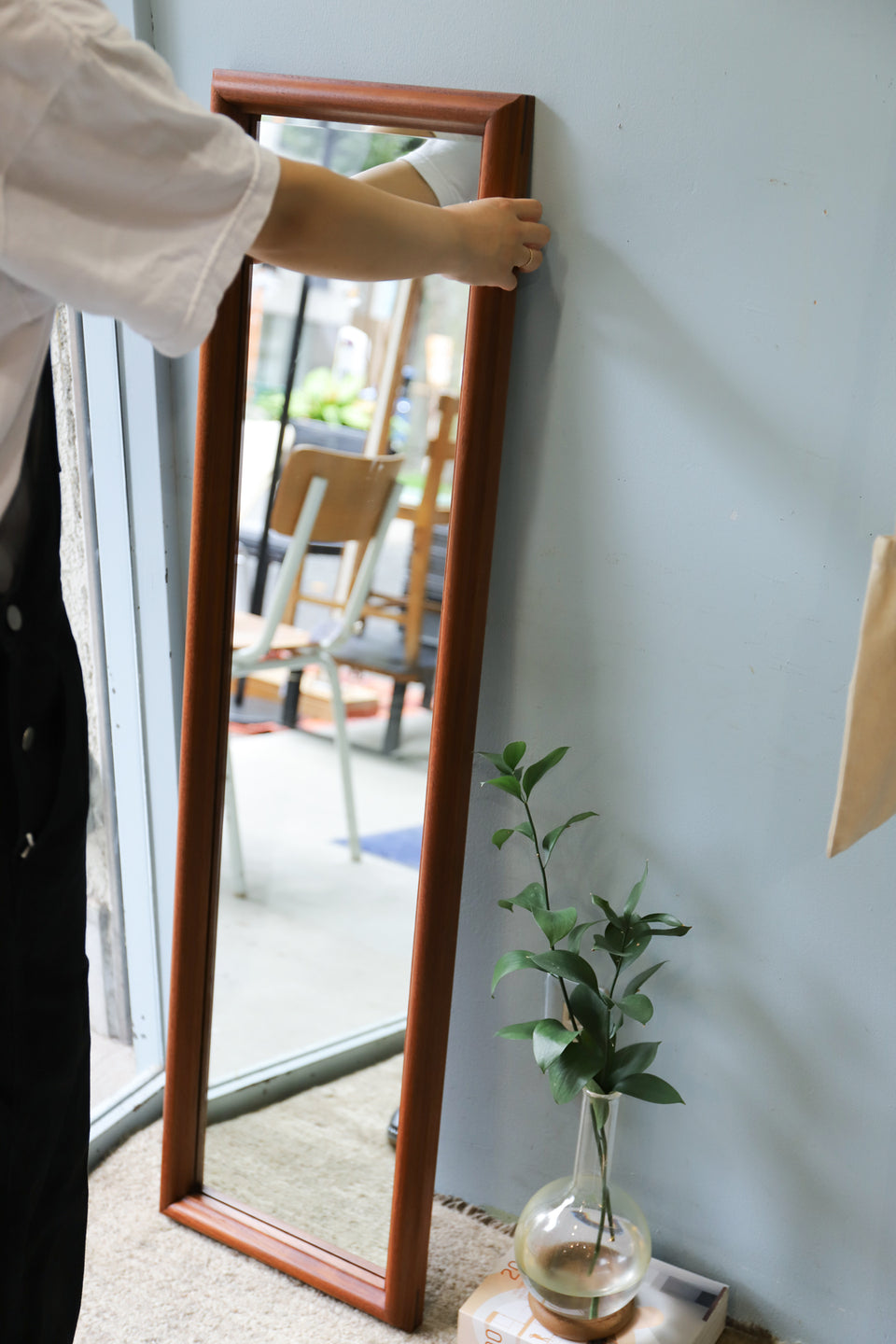 Danish Vintage Teakwood Full-length Mirror/デンマーク ヴィンテージ 姿見 ミラー 鏡 チーク材 インテリア 北欧モダン