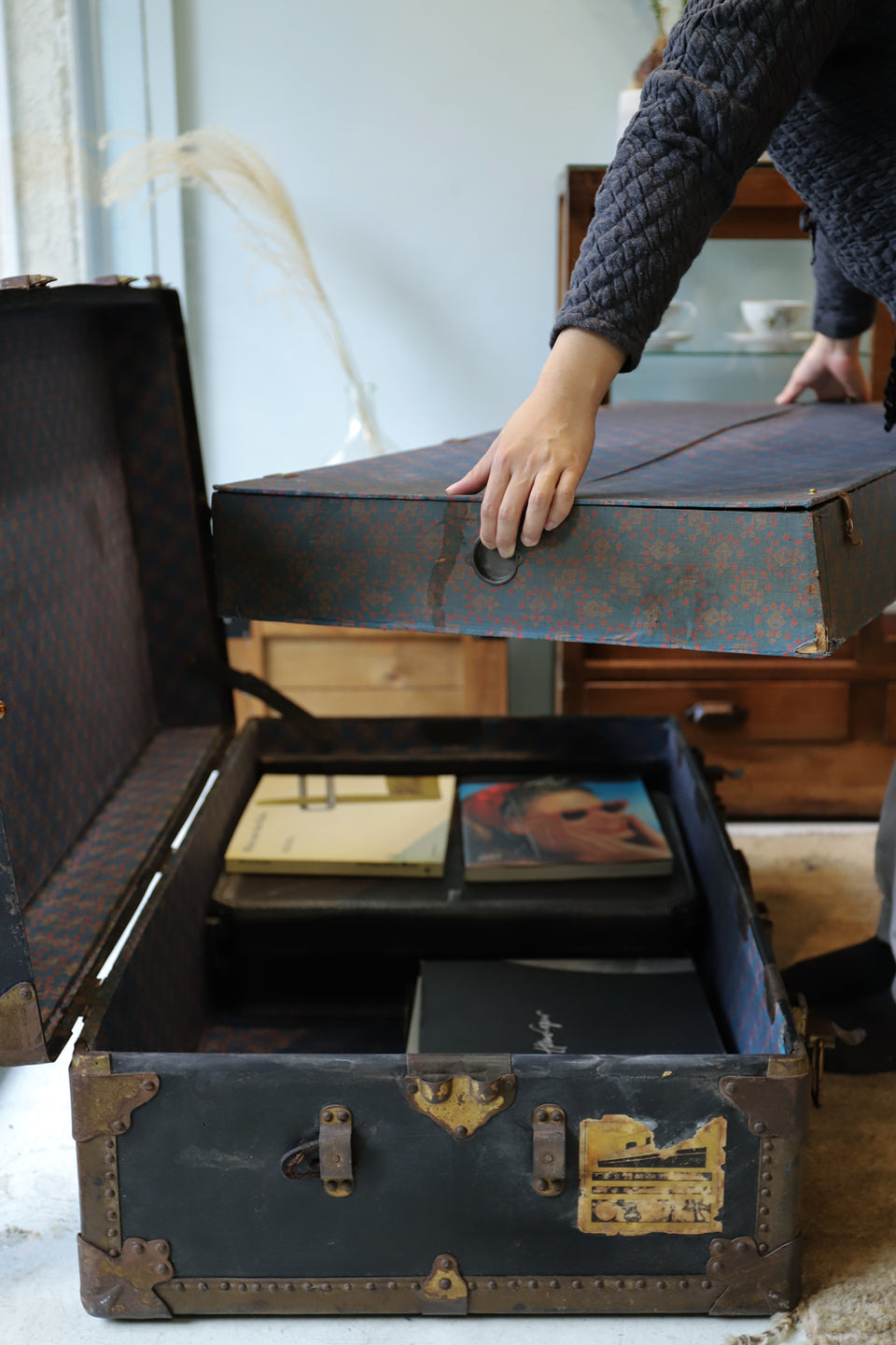 US Antique Steamer Trunk/アメリカ アンティーク スチーマートランク スーツケース