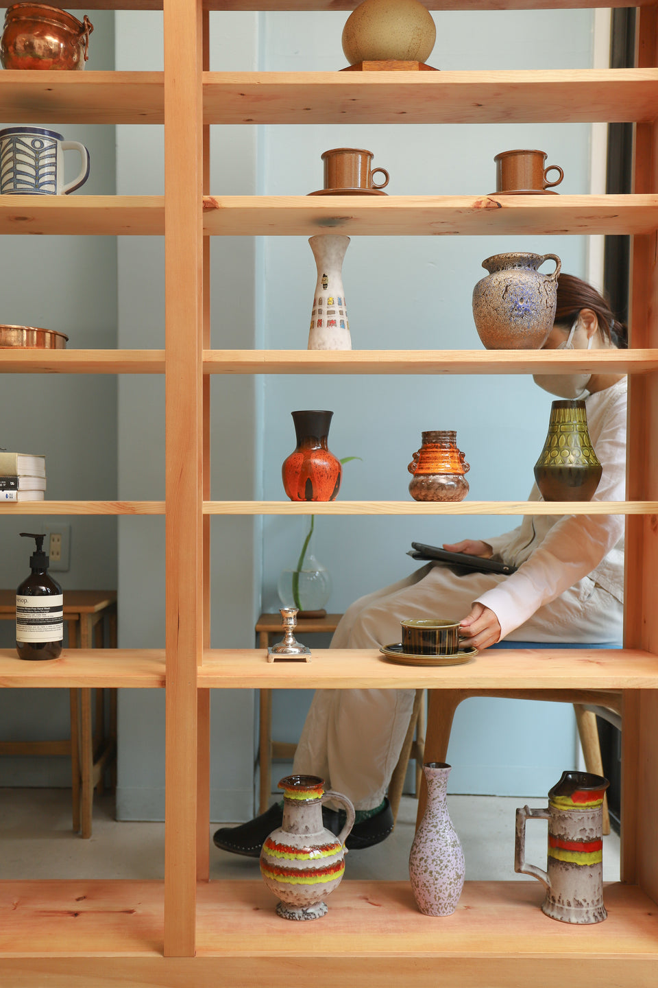 Wooden Open Display Shelf/ディスプレイオープンシェルフ 木製 シャビーナチュラル 什器