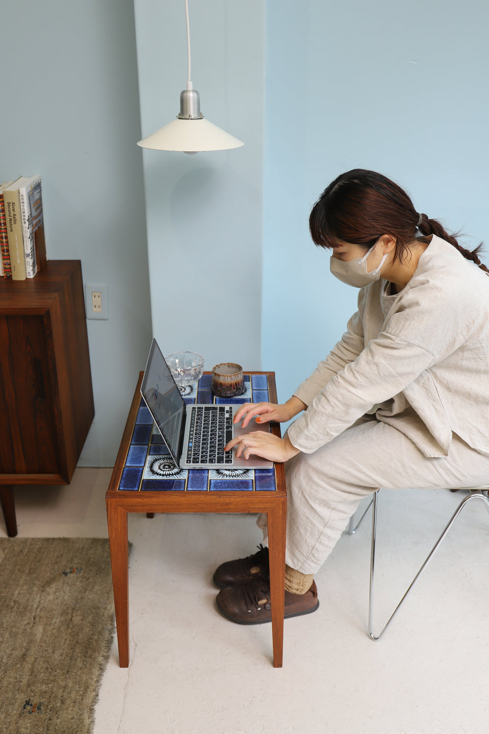 Danish Vintage Side Table Rosewood with Ceramic Tile/デンマークヴィンテージ サイドテーブル ローズウッド タイルトップ 北欧家具