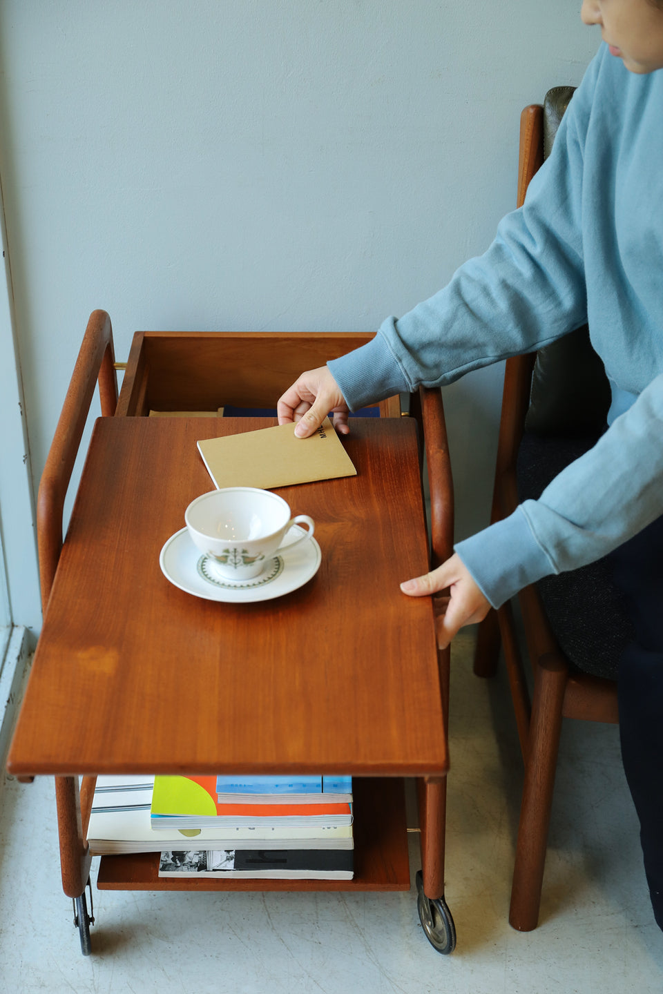 Danish Vintage Sika Møbler Sewing Wagon/デンマークヴィンテージ シカモブラー ソーイングワゴン チーク材 北欧家具