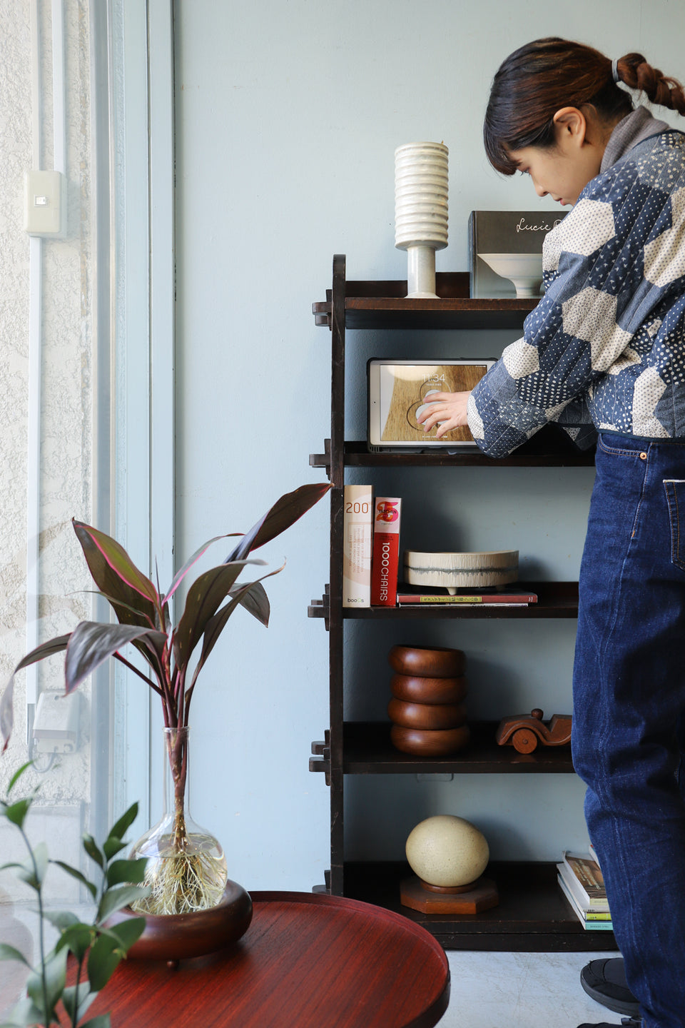 Japanese Vintage Wedge Book Shelf/ジャパンヴィンテージ 本棚 ブックシェルフ 楔式 収納 古道具 昭和レトロ