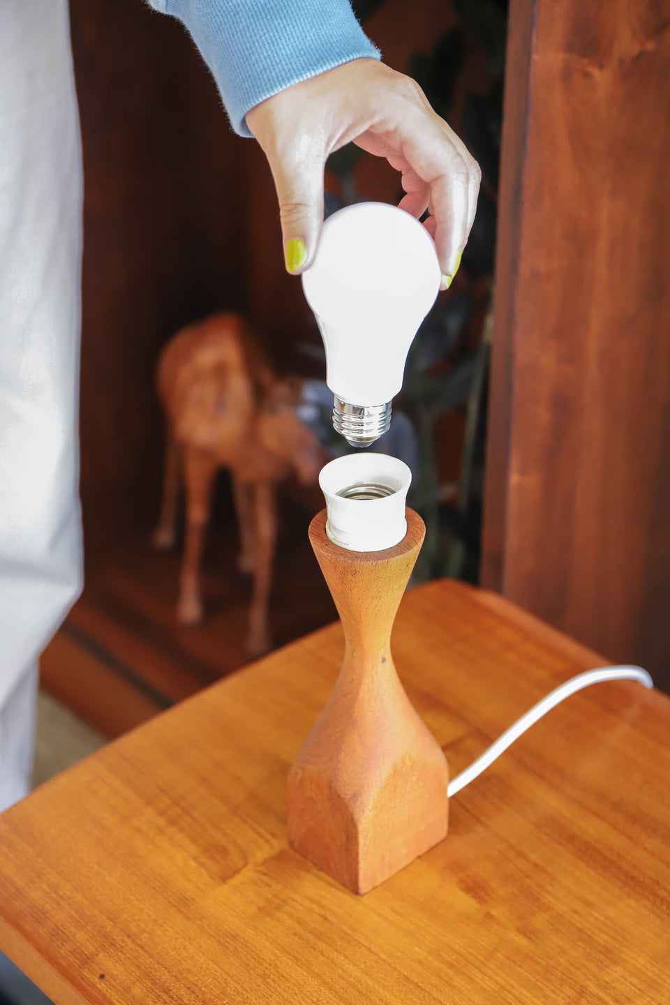 Danish Vintage Teakwood Small Table Lamp/デンマークヴィンテージ テーブルランプ チーク材 間接照明 北欧インテリア