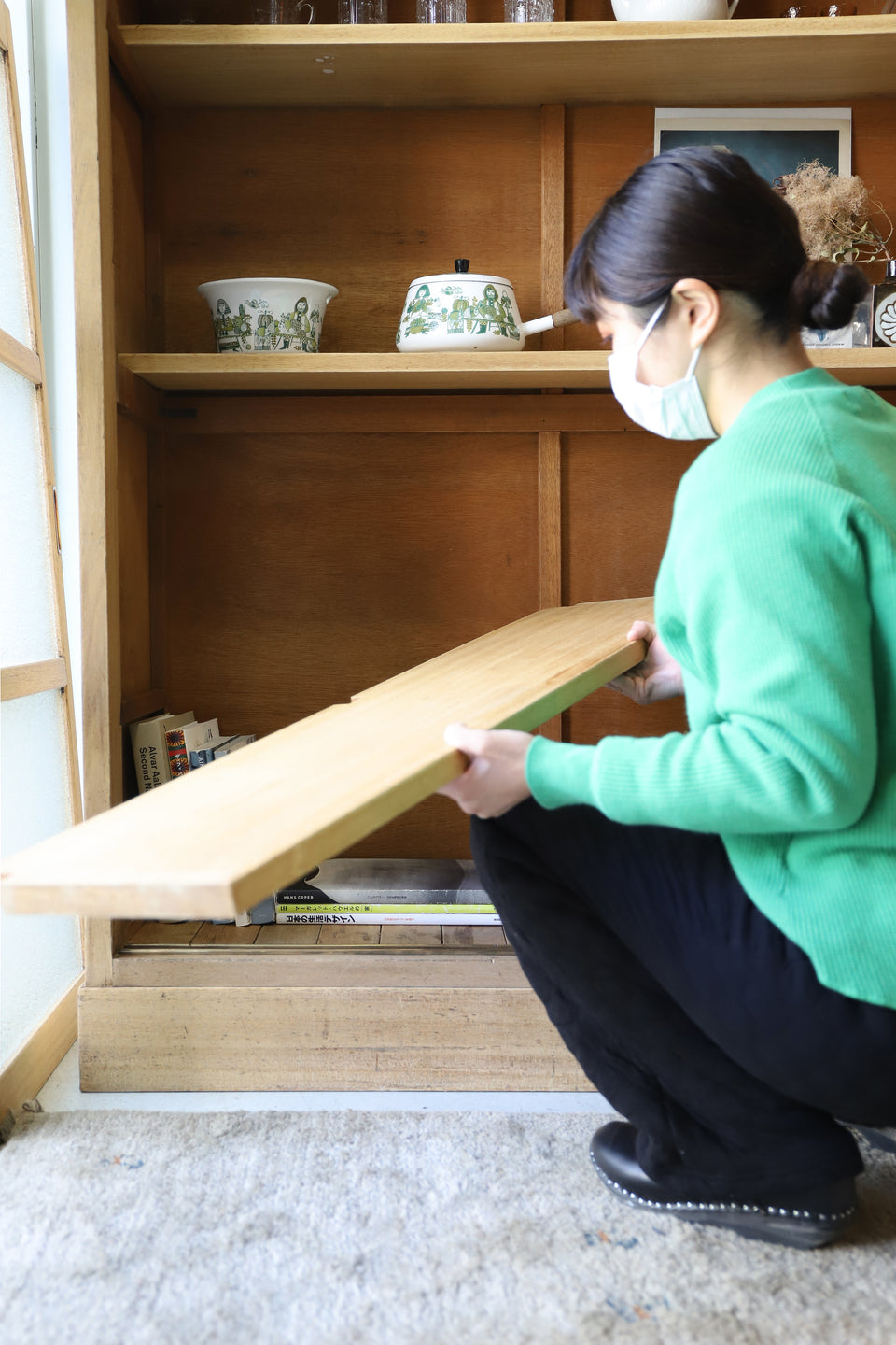 Japanese Vintage Diamond Glass Cabinet/ジャパンヴィンテージ ダイヤガラス キャビネット 戸棚 収納 古道具