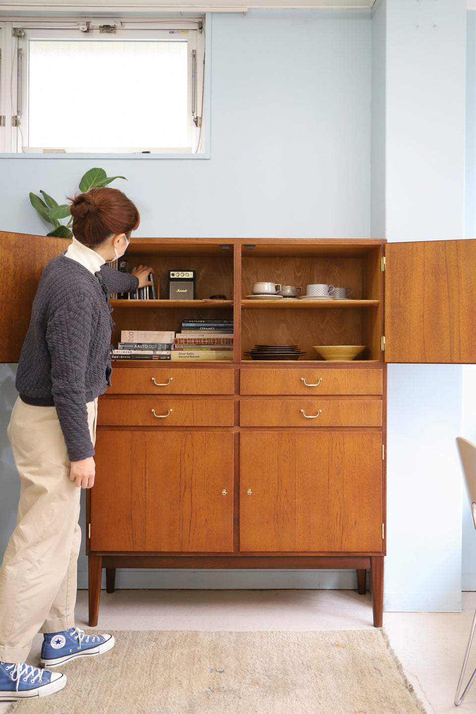 Danish Vintage High Cabinet/デンマークヴィンテージ ハイキャビネット 収納 ミッドセンチュリーモダン 北欧家具