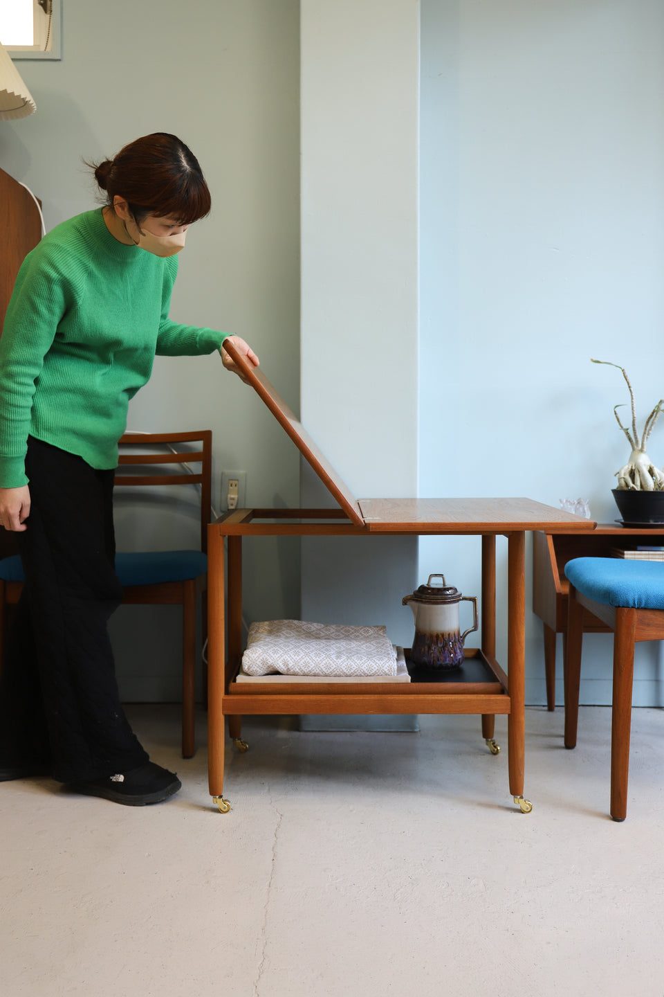 Danish Vintage Expandable Serving Trolley Grete Jalk/デンマークヴィンテージ グレーテ・ヤルク サービングトロリー エクステンション サイドテーブル
