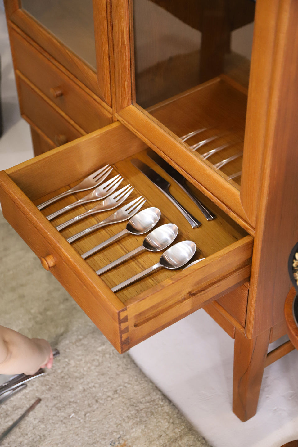Japanese Vintage Teakwood Glass Cabinet/ジャパンヴィンテージ ガラスキャビネット チーク材 食器棚