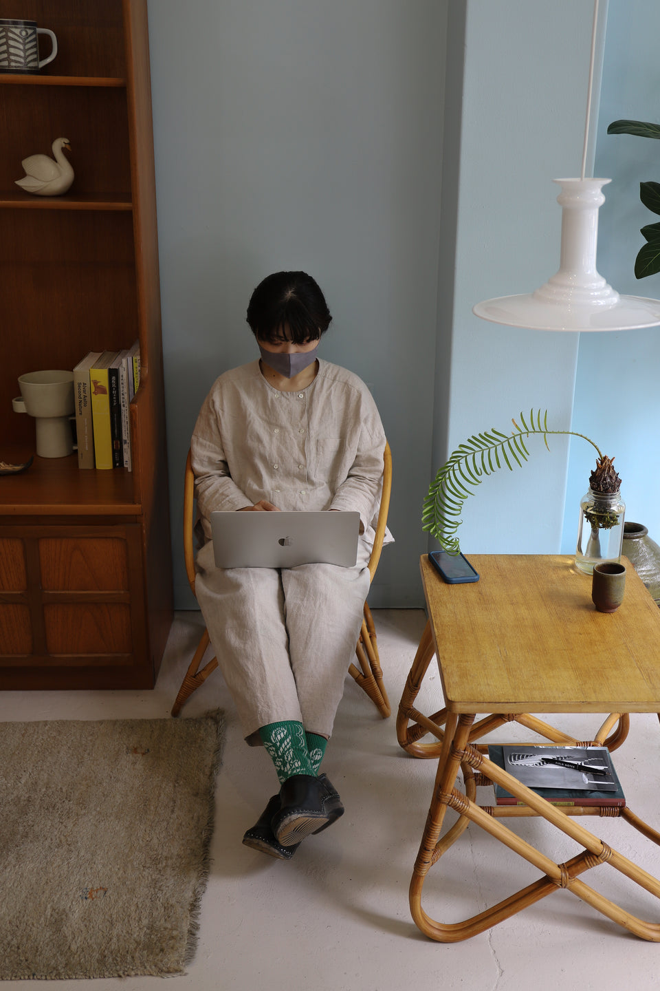 Japanese Vintage Yamakawa Rattan Arm Chair Side Table/山川ラタン アームチェア 菊椅子 サイドテーブル ジャパンヴィンテージ