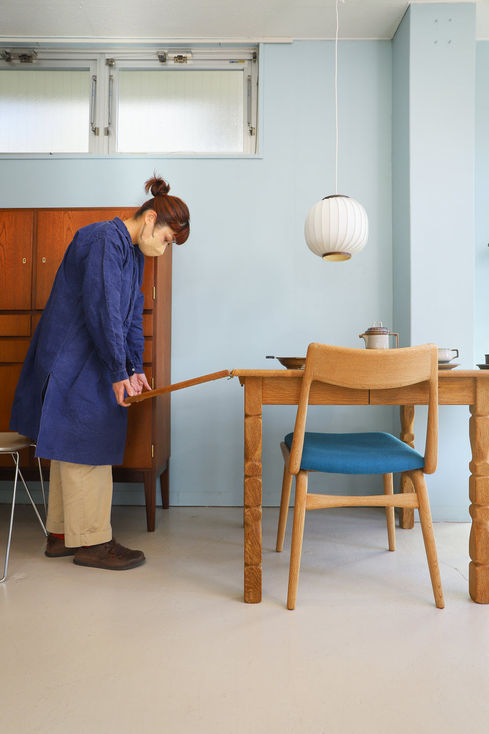 Danish Vintage Oakwood Drop Leaf Dining Table/デンマークヴィンテージ ドロップリーフ エクステンションダイニングテーブル オーク材