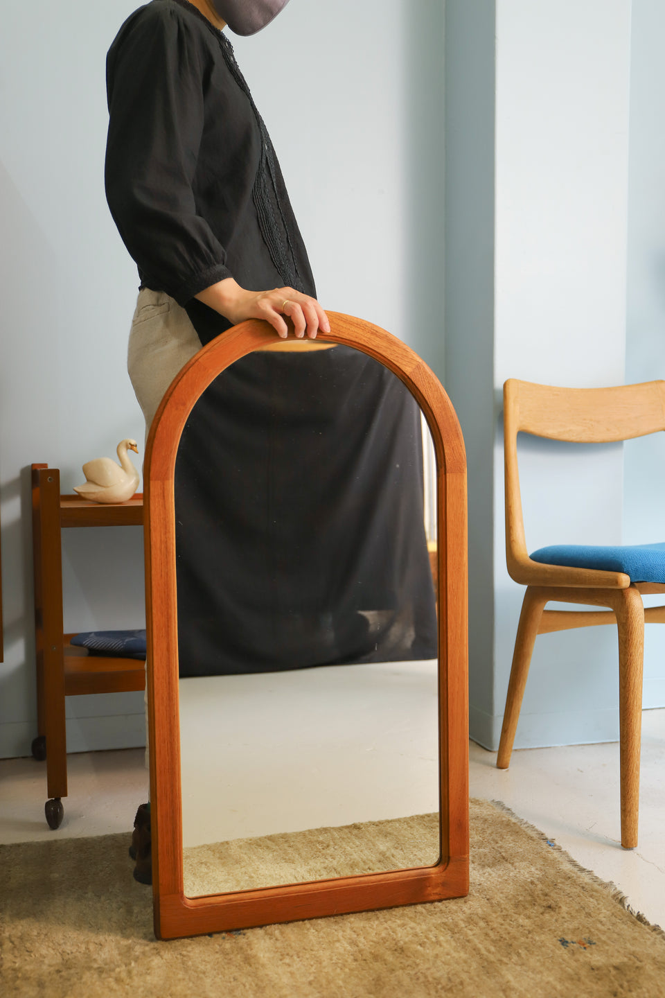 Pedersen&Hansen Wall Mirror Teak Frame/デンマークヴィンテージ ウォールミラー チークフレーム 壁掛け鏡 北欧インテリア