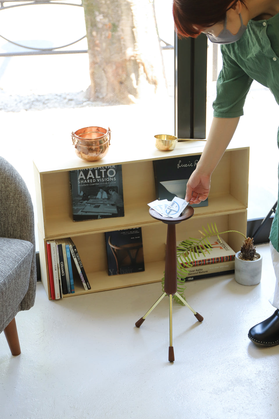 Danish Vintage Teakwood Brass Plant Stand/デンマークヴィンテージ プラントスタンド チーク 真鍮 北欧インテリア