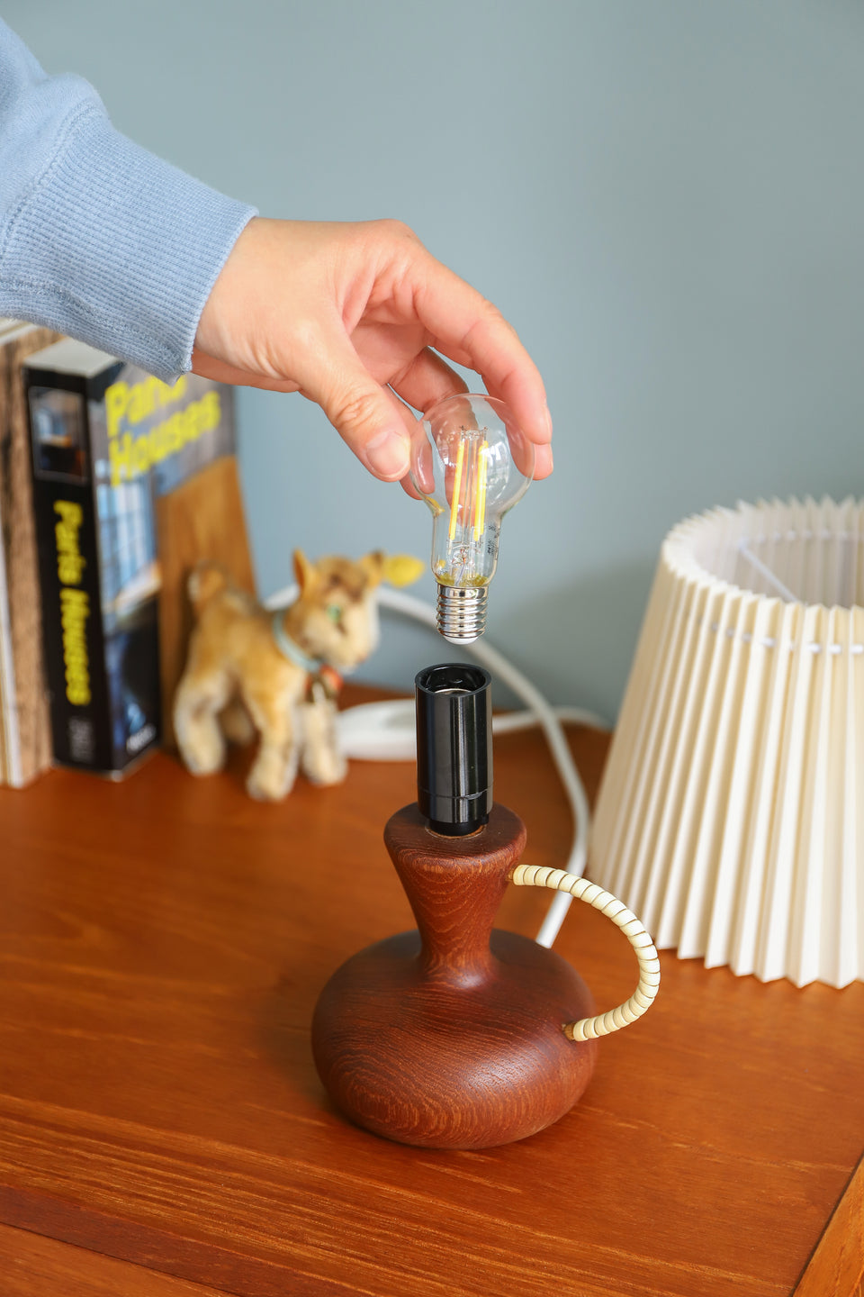 Teakwood Small Vase Table Lamp Danish Vintage/デンマークヴィンテージ スモールテーブルランプ チーク材 間接照明 北欧インテリア