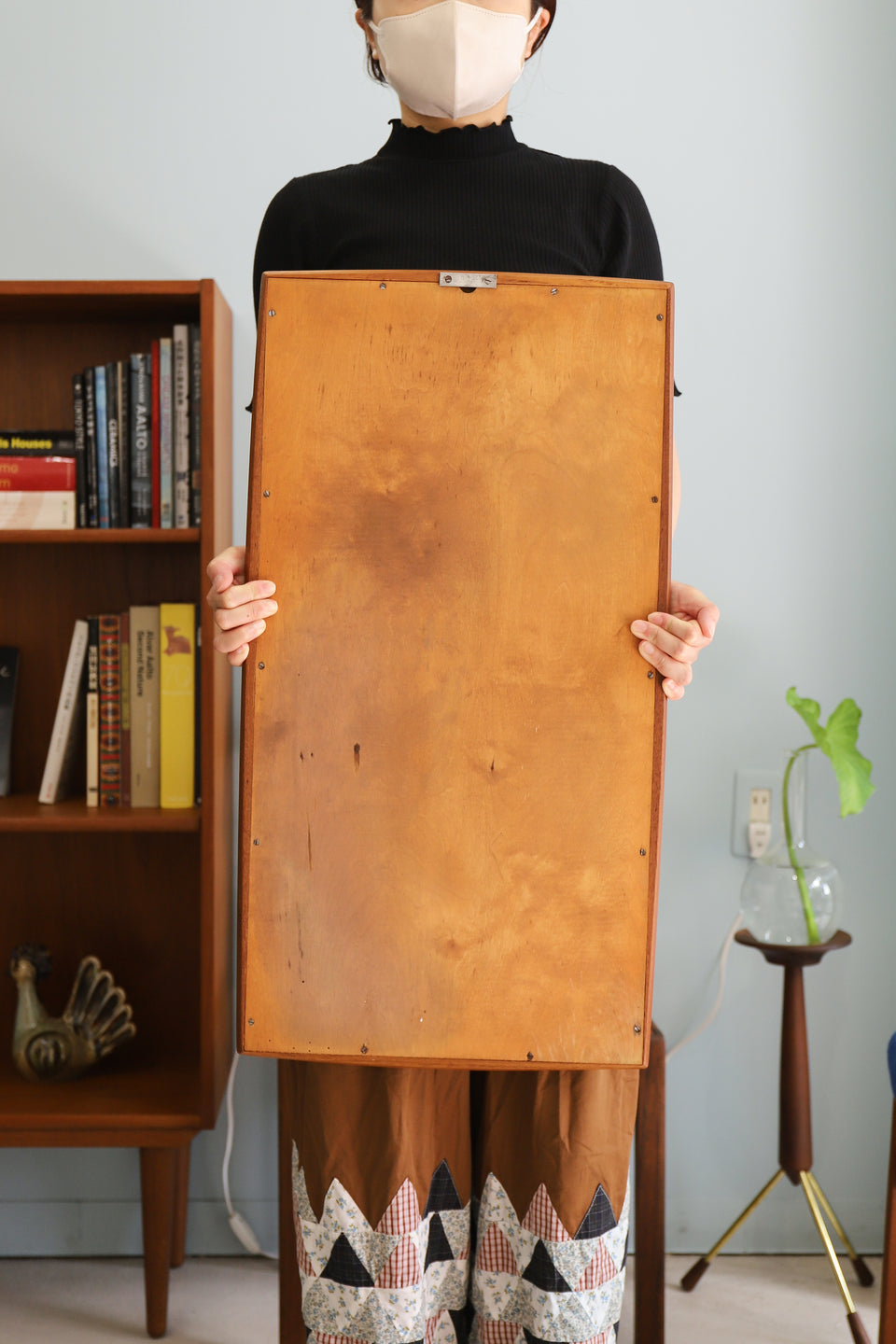 Danish Vintage Teak Frame Wall Hanging Mirror/デンマークヴィンテージ チークフレーム ウォールミラー 壁掛け鏡 北欧インテリア